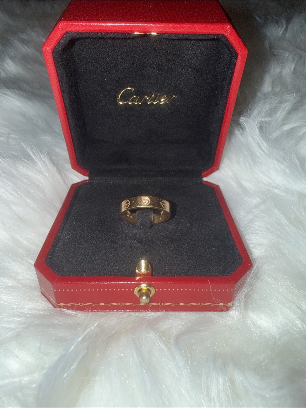 Ladies Cartier Gold Love Ring with Diamond